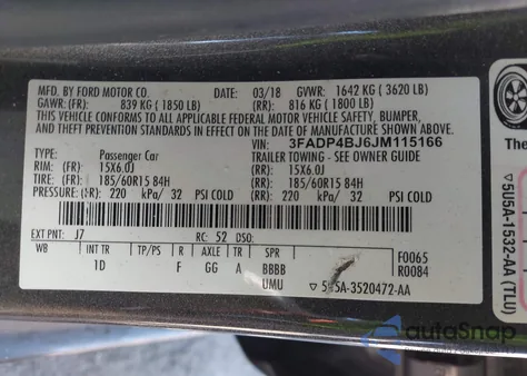 2018 Ford Fiesta Se from USA, damaged, VIN 3FADP4BJ6JM115166